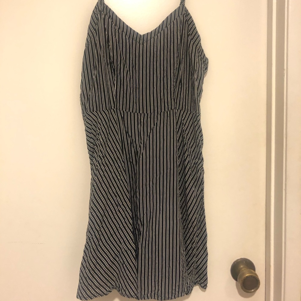 Black and white striped skater dress